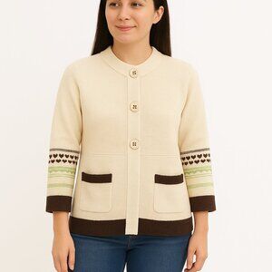 Columbia Aura Dora 3/4 sleeve cardigan embroidered sleeves sweater women's S NWT